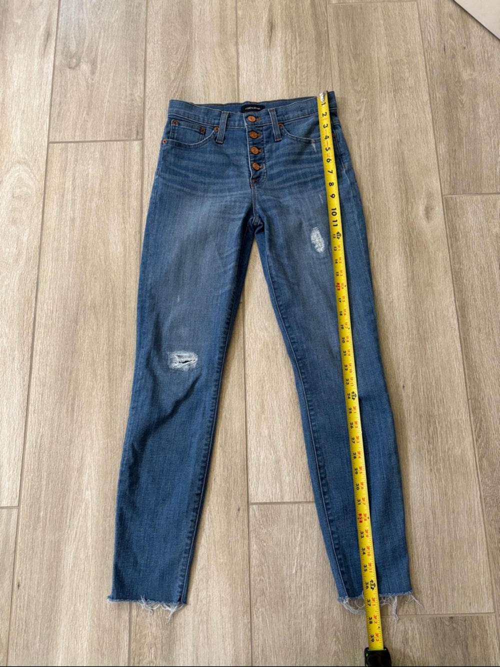 J. Crew Blue Denim Jeans With Pockets & Raw Hem Size 26 - Picture 6 of 12